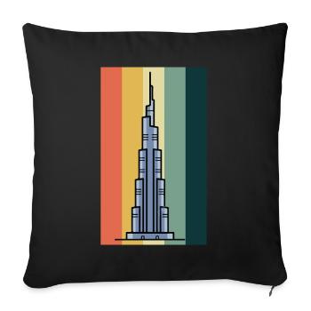 Burj Khalifa Dubai Retro VAE Emirate - Sofakissenbezug 45 x 45 cm - Schwarz - Vorne