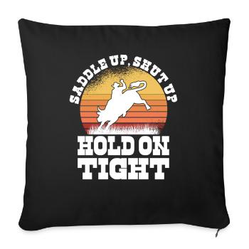 Rodeo Western Cowboy Wilder Westen Retro Pferd - Sofakissenbezug 45 x 45 cm - Schwarz - Vorne