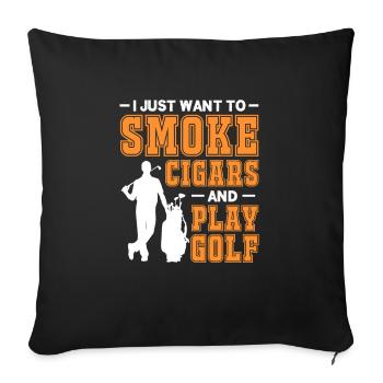 Zigarre Golf Rauchen Zigarren Raucher Geschenk - Sofakissenbezug 45 x 45 cm - Schwarz - Vorne