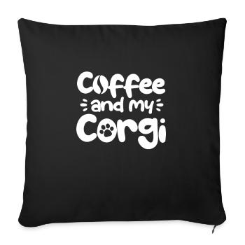 Café Corgi - Housse de coussin décorative 45 x 45 cm - noir - Devant