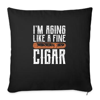 Cigare Fumeur Tabac Cigare Cadeau - Housse de coussin décorative 45 x 45 cm - noir - Devant