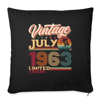 Vintage July 1963 59th birthday Men 59 years - Sofa pillowcase 17,3'' x 17,3'' (45 x 45 cm) - black - Front