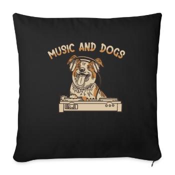 Music and Dogs Dog Daddy Dog Mom Dogfather Dog - Sofa pillowcase 17,3'' x 17,3'' (45 x 45 cm) - black - Front