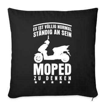 Mofa Mopedfahrer Motoroller Moped Mopet - Sofakissenbezug 45 x 45 cm - Schwarz - Vorne