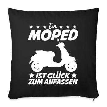 Mofa Mofafahrer Motoroller Mopet Moped - Sofakissenbezug 45 x 45 cm - Schwarz - Vorne