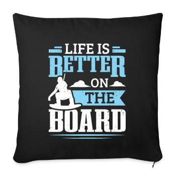 La vie est meilleure sur le wakeboard wakeboard - Housse de coussin décorative 45 x 45 cm - noir - Devant