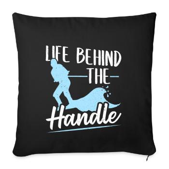 La vie derrière la poignée Wakeboard Wakeboard - Housse de coussin décorative 45 x 45 cm - noir - Devant