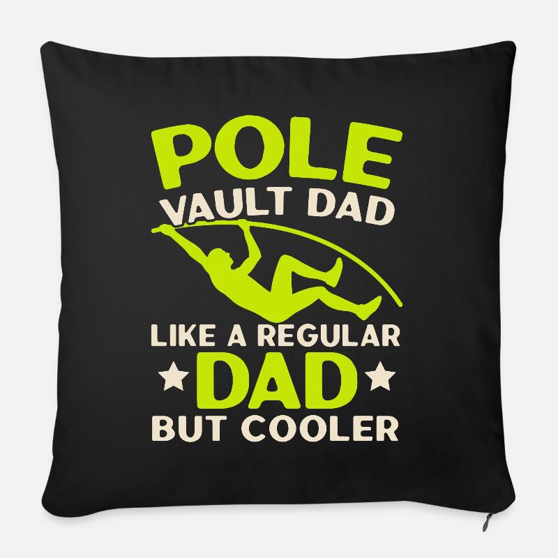 Saut à la perche Papa Saut à la perche Athlétisme - Housse de coussin décorative 45 x 45 cm - noir