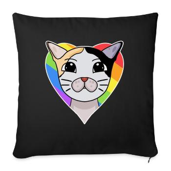 LGBT Cat Japanese Bobtail Rainbow - Sofa pillowcase 17,3'' x 17,3'' (45 x 45 cm) - black - Front