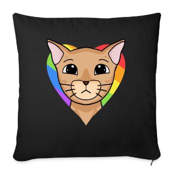 LGBT Cat Abyssinian Cat Rainbow - Sofa pillowcase 17,3'' x 17,3'' (45 x 45 cm) - black - Front