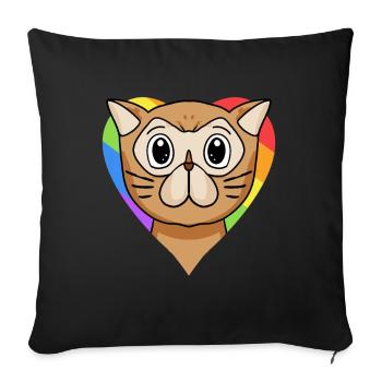 CHAT LGBT Chat Persan Arc-en-ciel - Housse de coussin décorative 45 x 45 cm - noir - Devant