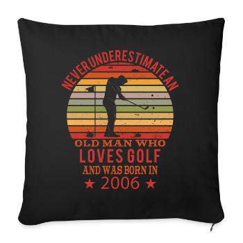 Golfeur Golfeur Né 2006 Anniversaire - Housse de coussin décorative 45 x 45 cm - noir - Devant