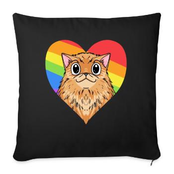 CHAT LGBT Chat Persan Arc-en-ciel - Housse de coussin décorative 45 x 45 cm - noir - Devant