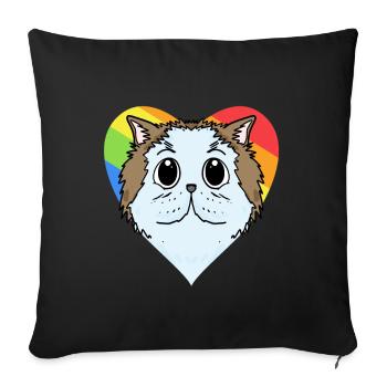 CHAT LGBT Chat Persan Arc-en-ciel - Housse de coussin décorative 45 x 45 cm - noir - Devant