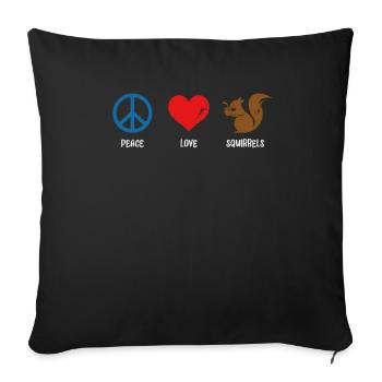 Peace Love Squirrels Squirrel Fuchshörnchen - Sofakissenbezug 45 x 45 cm - Schwarz - Vorne