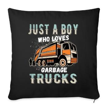 just a boy who loves garbage trucks - Sofa pillowcase 17,3'' x 17,3'' (45 x 45 cm) - black - Front