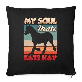 Mein Seelenverwandter Frisst Heu Pferd Reiten - Sofakissenbezug 45 x 45 cm - Schwarz - Vorne