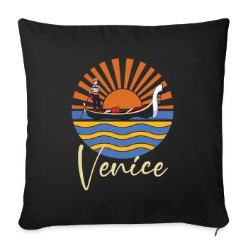 Venice Gondola Northern Italy Lagoon Grand Canal - Sofa pillowcase 17,3'' x 17,3'' (45 x 45 cm) - black - Front
