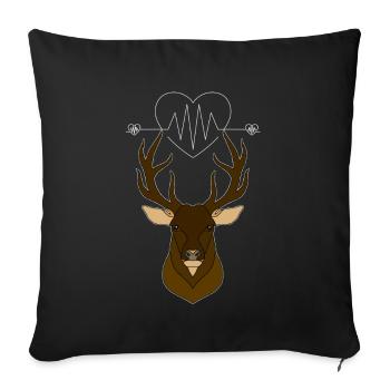 Battements de cœur avec le cœur et les bois de cerf Bois de cerf - Housse de coussin décorative 45 x 45 cm - noir - Devant