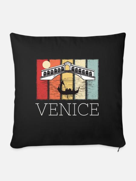 Italien Venedig Brücke Canal Grande Gondel - Sofakissenbezug 45 x 45 cm - Schwarz