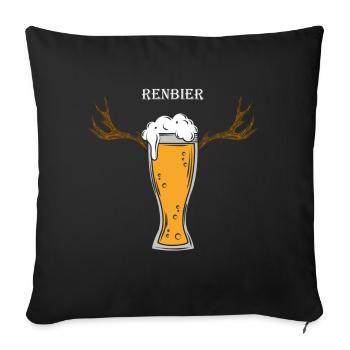 Rentier Sprüche Meme Festival Après Ski Party Bier - Sofakissenbezug 45 x 45 cm - Schwarz - Vorne