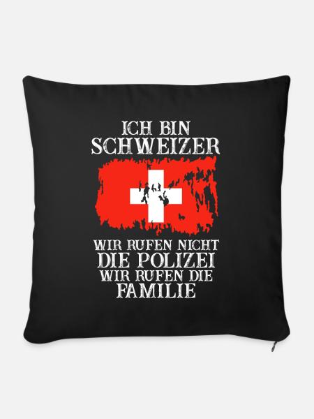 Schweiz Schweizer - Sofakissenbezug 45 x 45 cm - Schwarz