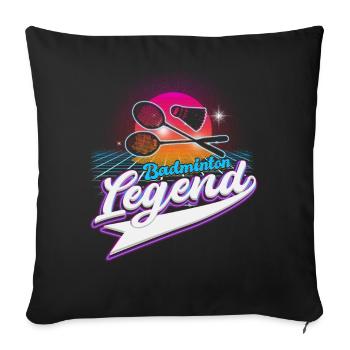 Cool Retro Crossing Raquettes Badminton Légende - Housse de coussin décorative 45 x 45 cm - noir - Devant