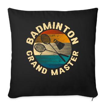 Cool Retro Crossing Raquettes Badminton Grand Maître - Housse de coussin décorative 45 x 45 cm - noir - Devant