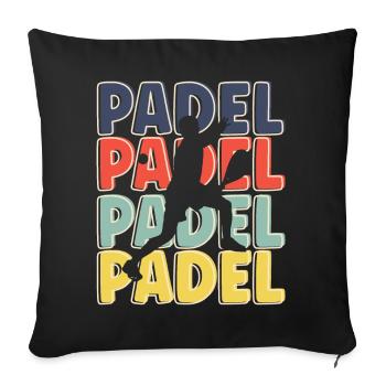 Cool Retro Text Silhouette Padel - Sofa pillowcase 17,3'' x 17,3'' (45 x 45 cm) - black - Front