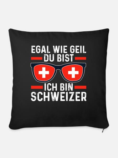 Schweizer Schweiz - Sofakissenbezug 45 x 45 cm - Schwarz