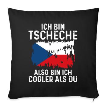 Tschechien Tscheche Tschechisches - Sofakissenbezug 45 x 45 cm - Schwarz - Vorne