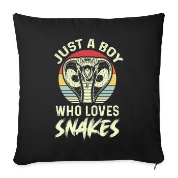 Junge liebt Schlangen Kobra Schlange Boa - Sofakissenbezug 45 x 45 cm - Schwarz - Vorne