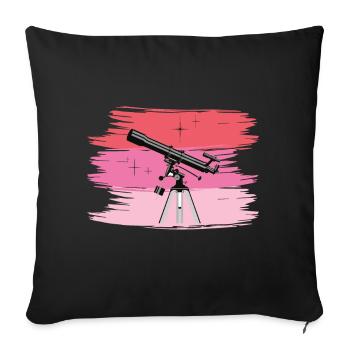 Telescope Retro Stars Planet Galaxy - Sofa pillowcase 17,3'' x 17,3'' (45 x 45 cm) - black - Front