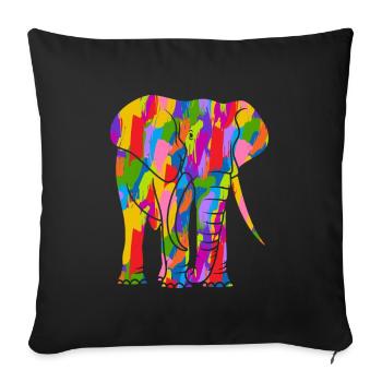 Éléphant coloré - Housse de coussin décorative 45 x 45 cm - noir - Devant