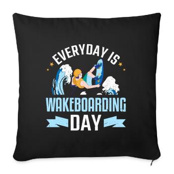 Everyday Is Wakeboarding Day Wakeboard Wakeboarder - Housse de coussin décorative 45 x 45 cm - noir - Devant