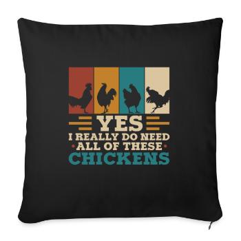 Chicken Farm Poultry Rooster Chickens Gift - Sofa pillowcase 17,3'' x 17,3'' (45 x 45 cm) - black - Front
