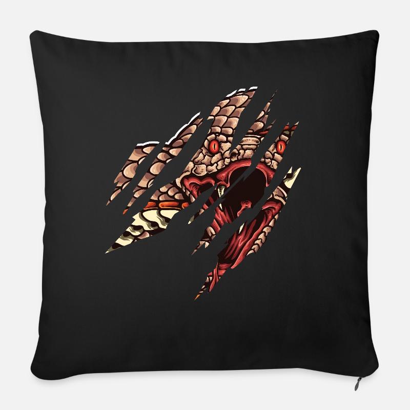 Serpent Visage - Housse de coussin décorative 45 x 45 cm - noir