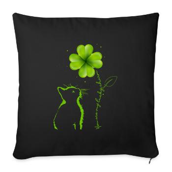 Tu es mon lucky charm cat Cloverleaf - Housse de coussin décorative 45 x 45 cm - noir - Devant
