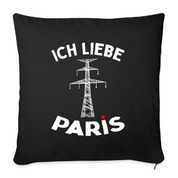 Paris Eiffelturm Strommast Elektriker Satire Liebe - Sofakissenbezug 45 x 45 cm - Schwarz - Vorne