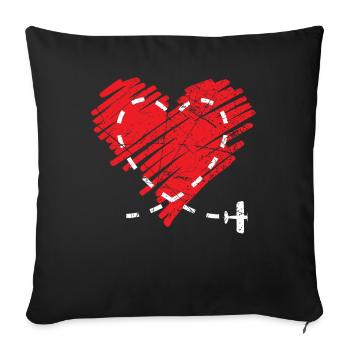 Airplane Pilot Fly Heart Destination I Gift - Sofa pillowcase 17,3'' x 17,3'' (45 x 45 cm) - black - Front