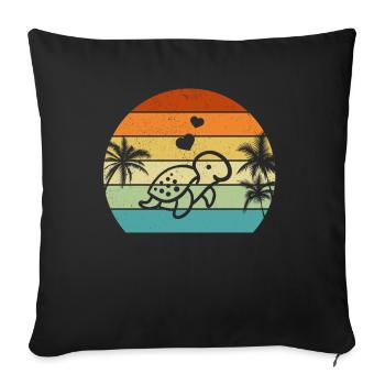 Turtle Sunset Sea Turtle Lover Cute - Sofa pillowcase 17,3'' x 17,3'' (45 x 45 cm) - black - Front