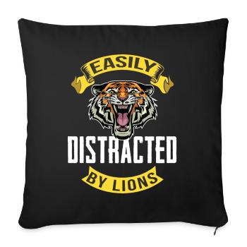 Tigres et Lions Afrique Savannah - Housse de coussin décorative 45 x 45 cm - noir - Devant