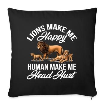 Lions make happy Africa Safari - Sofa pillowcase 17,3'' x 17,3'' (45 x 45 cm) - black - Front