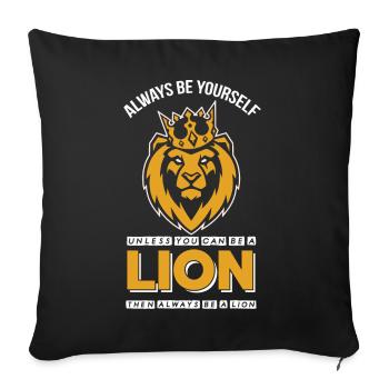 Lion Crown Lion's Mane Safari Lion Face - Sofa pillowcase 17,3'' x 17,3'' (45 x 45 cm) - black - Front