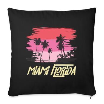 Miami Florida Palmen Skyline Strand Sonne - Sofakissenbezug 45 x 45 cm - Schwarz - Vorne