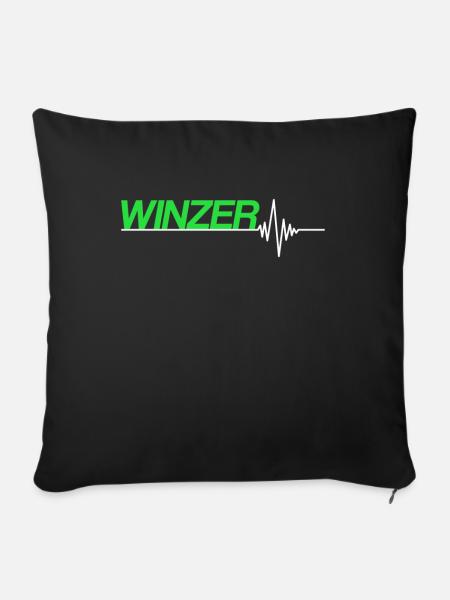 Winzer Herzschlag - Sofakissenbezug 45 x 45 cm - Schwarz