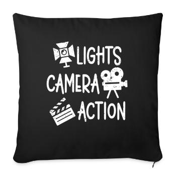 Lights Camera Action Movie Maker Film Director - Sofa pillowcase 17,3'' x 17,3'' (45 x 45 cm) - black - Front