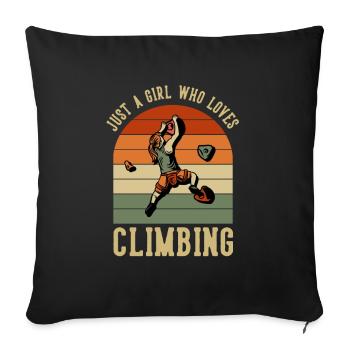 Just a Girl who Loves Climbing Bouldering Climber - Sofa pillowcase 17,3'' x 17,3'' (45 x 45 cm) - black - Front