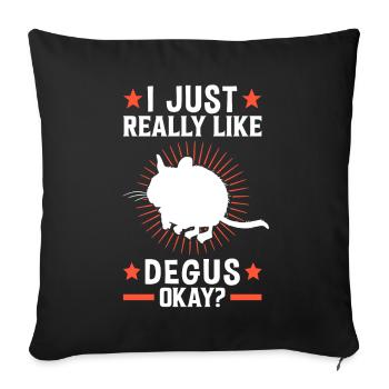 I like Degus Rodent Ordinary Degu - Sofa pillowcase 17,3'' x 17,3'' (45 x 45 cm) - black - Front