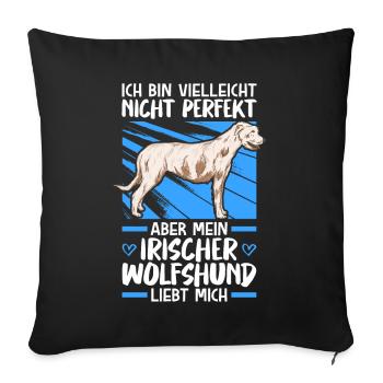 Mein Irischer Wolfshund liebt mich Wolfhound - Sofakissenbezug 45 x 45 cm - Schwarz - Vorne
